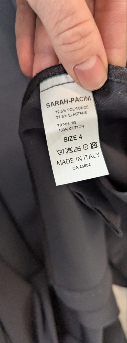 Sarah Pacini Black Asymmetrical Long Jacket Made in Italy Size 4 Minimalist - Picture 5 of 7